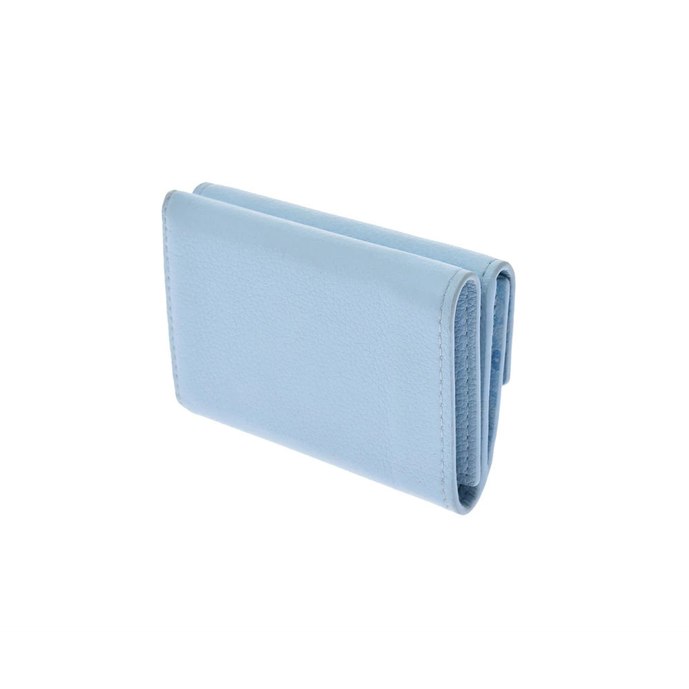 Louis Vuitton Lock Blue Nuage Tri Wallet Leather Portefeuille fold
